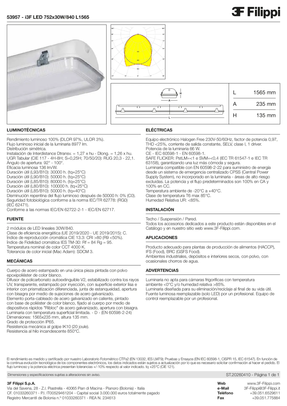 53957 - i3F LED 752x30W-840 L1565 - Datasheet - es