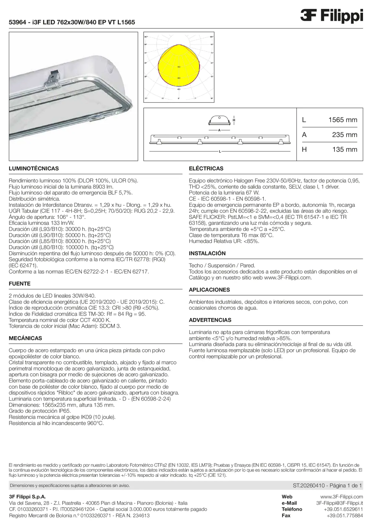 53964 - i3F LED 762x30W-840 EP VT L1565 - Datasheet - es