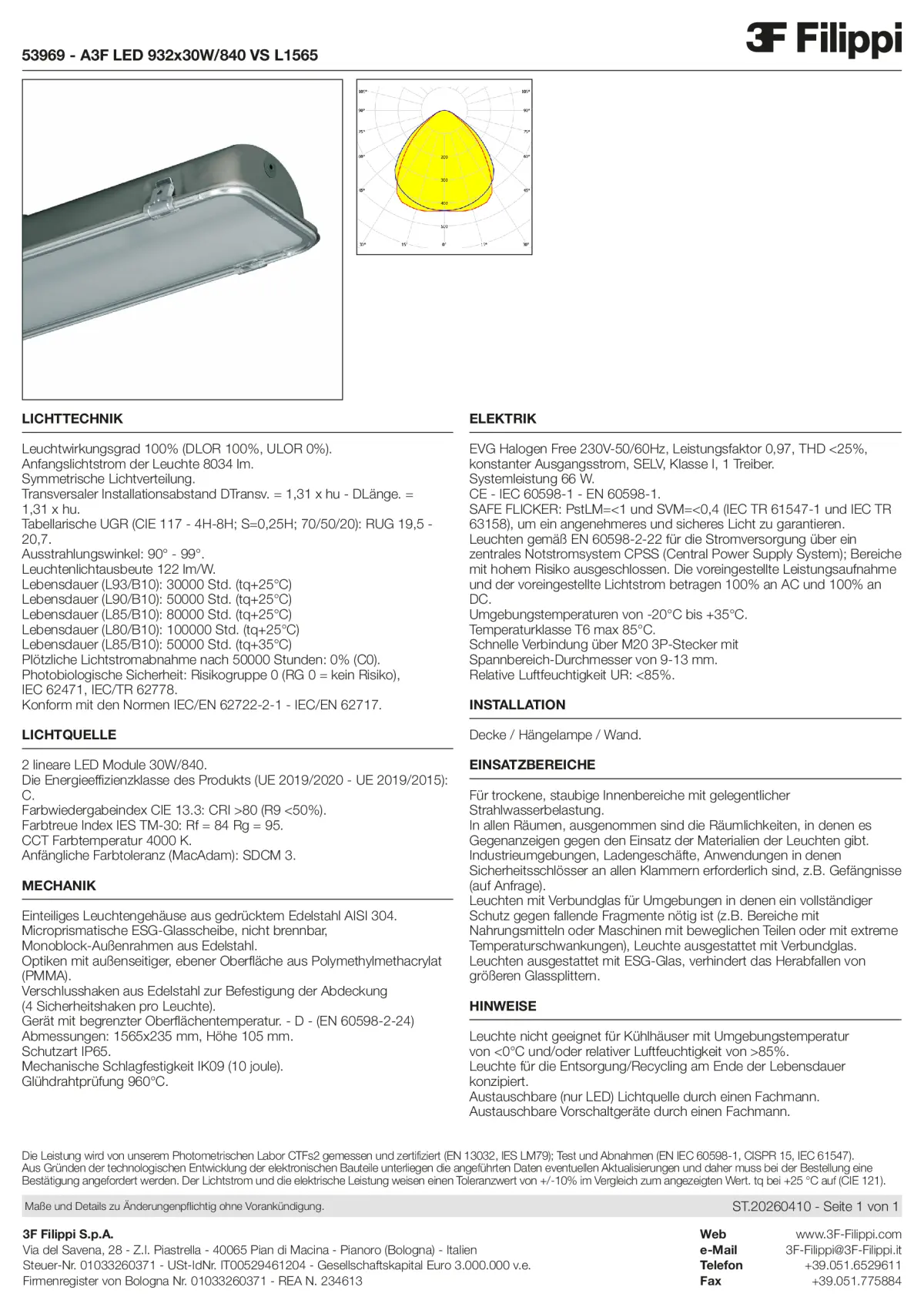 53969 - A3F LED 932x30W-840 VS L1565 - Datasheet - de