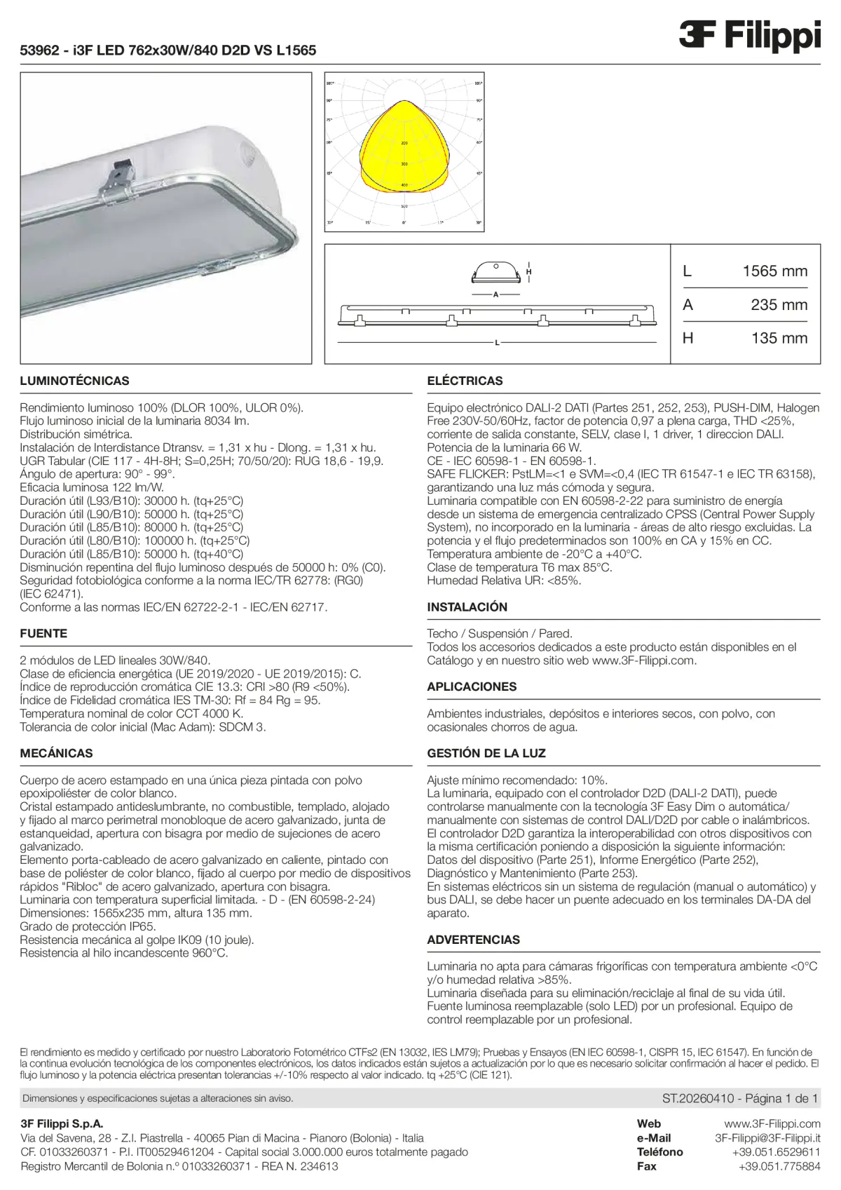 53962 - i3F LED 762x30W-840 D2D VS L1565 - Datasheet - es