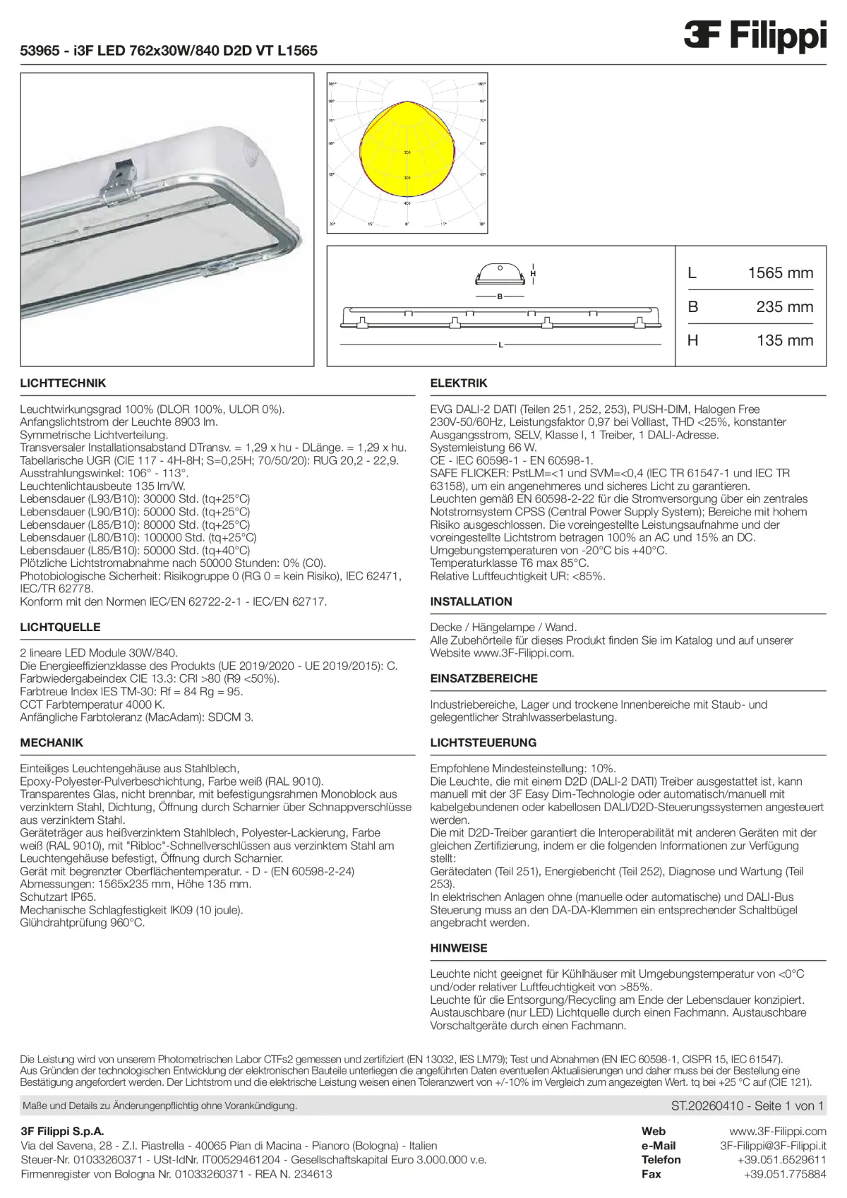 53965 - i3F LED 762x30W-840 D2D VT L1565 - Datasheet - de