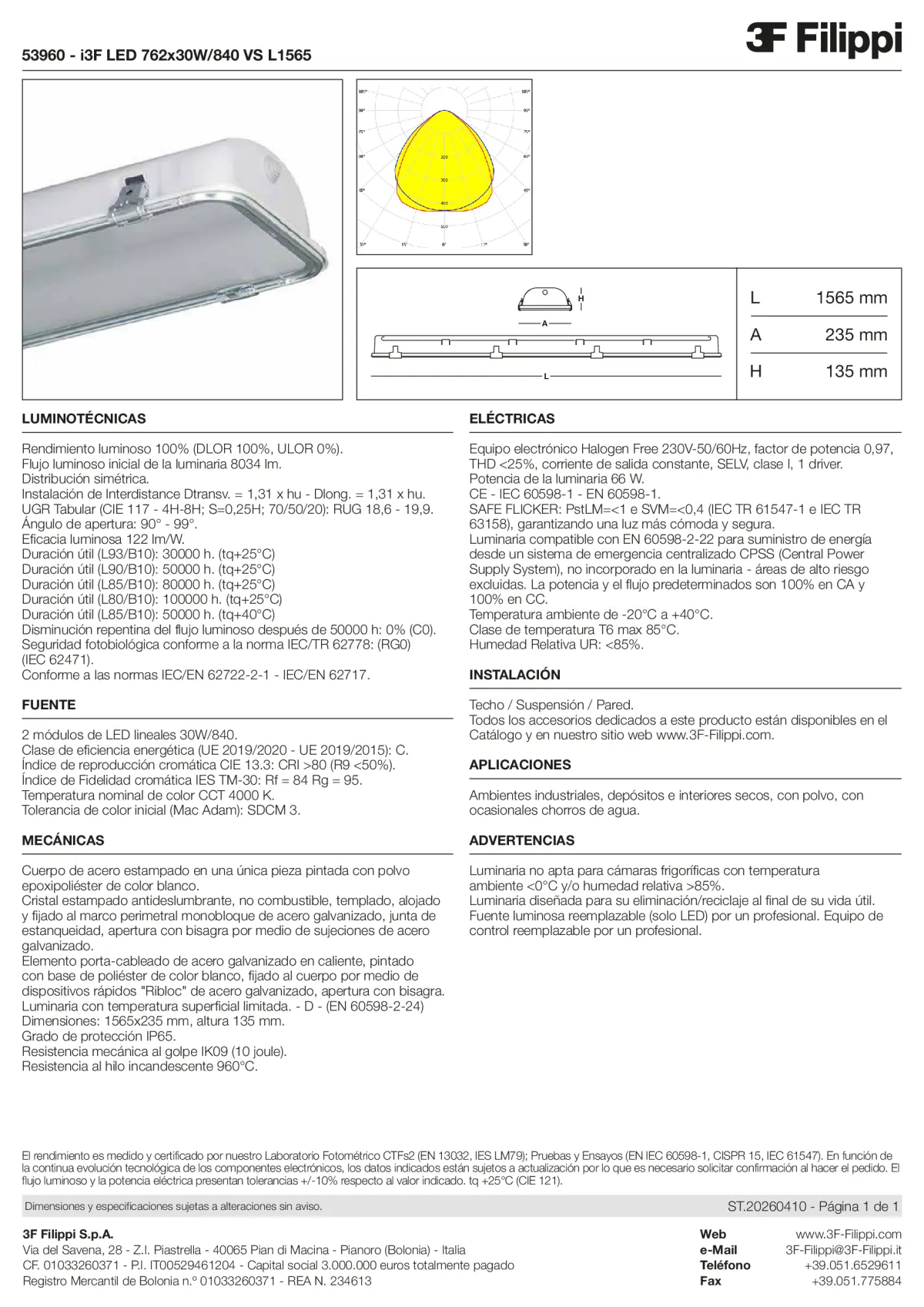 53960 - i3F LED 762x30W-840 VS L1565 - Datasheet - es