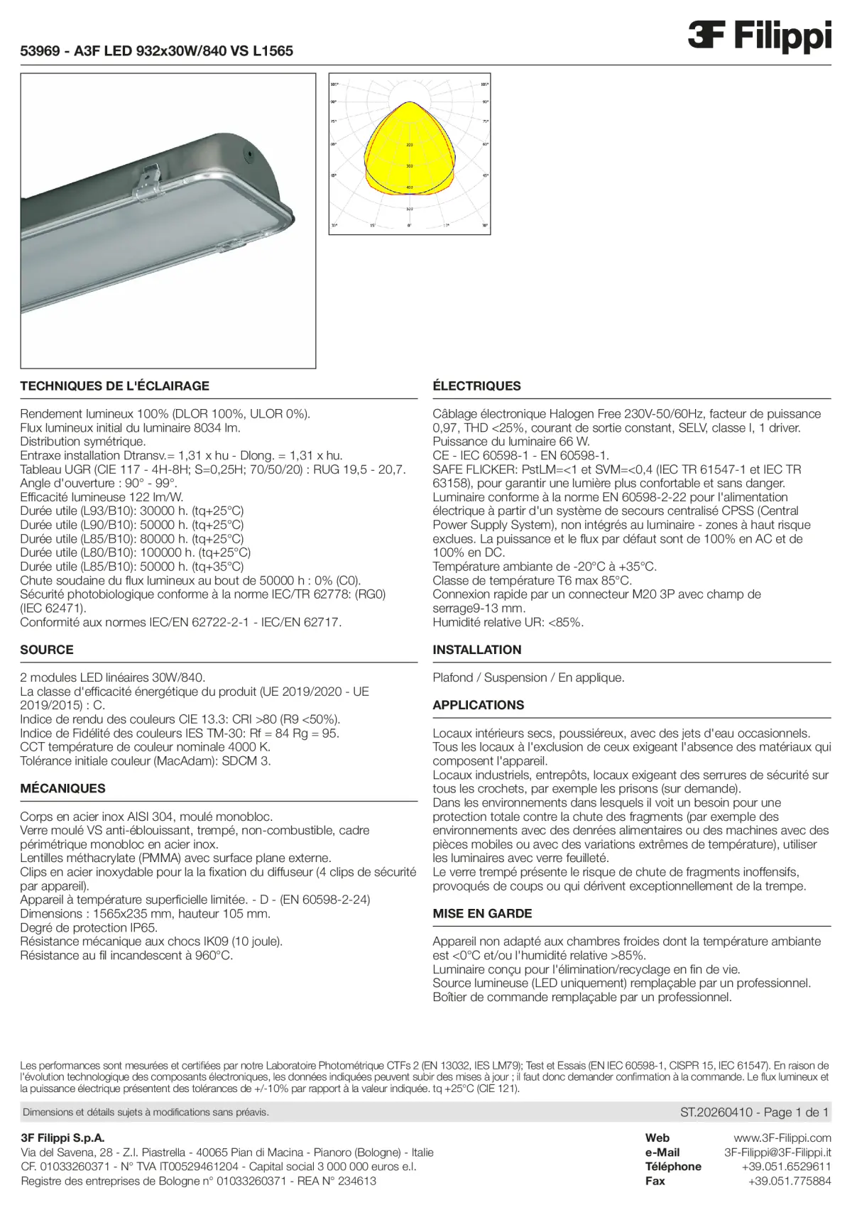 53969 - A3F LED 932x30W-840 VS L1565 - Datasheet - fr