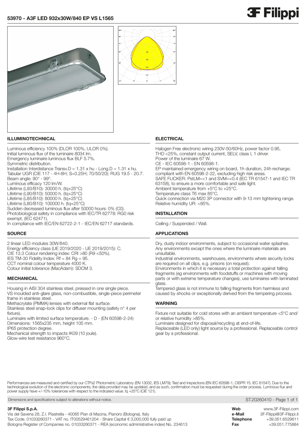53970 - A3F LED 932x30W-840 EP VS L1565 - Datasheet - en