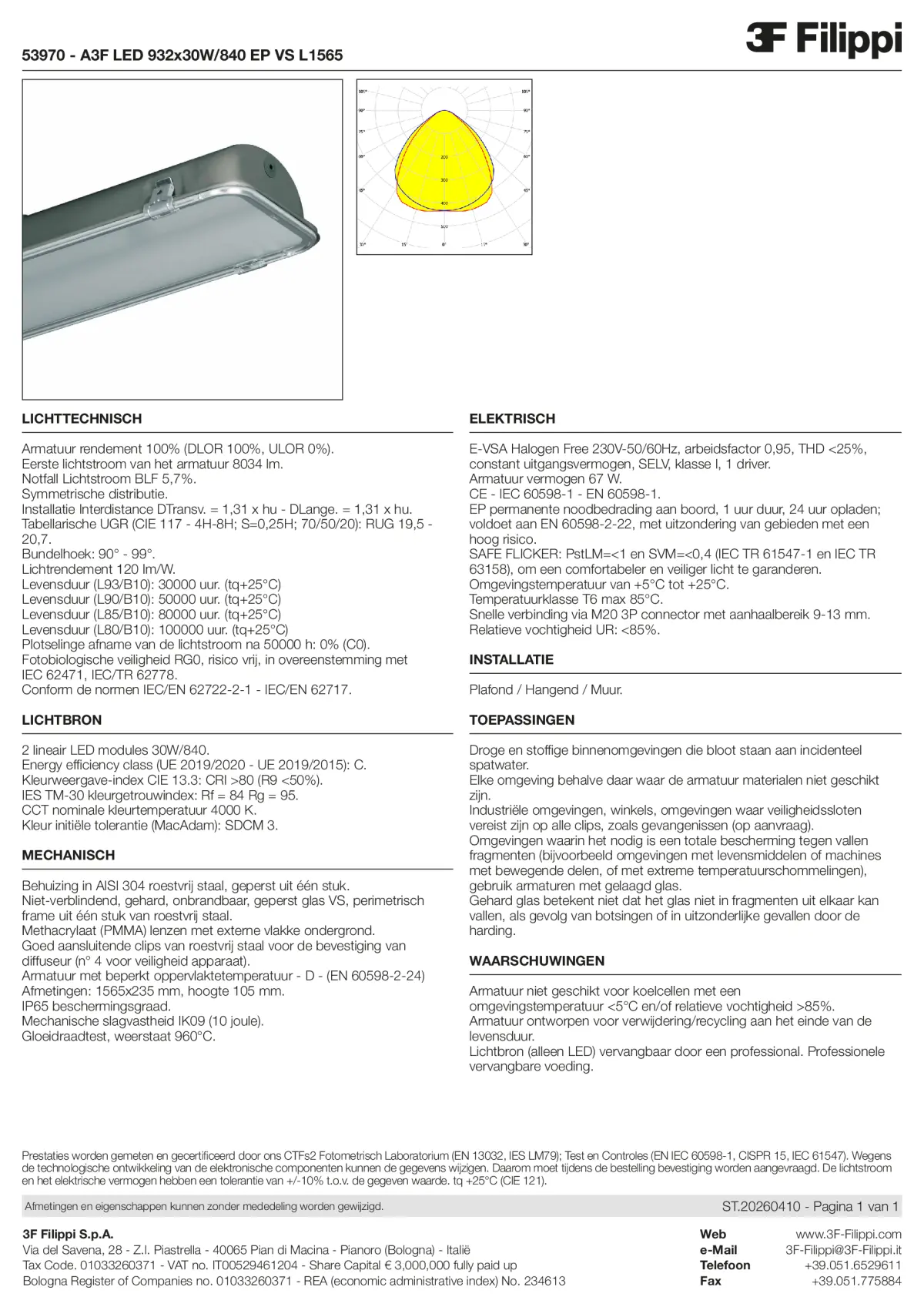 53970 - A3F LED 932x30W-840 EP VS L1565 - Datasheet - nl