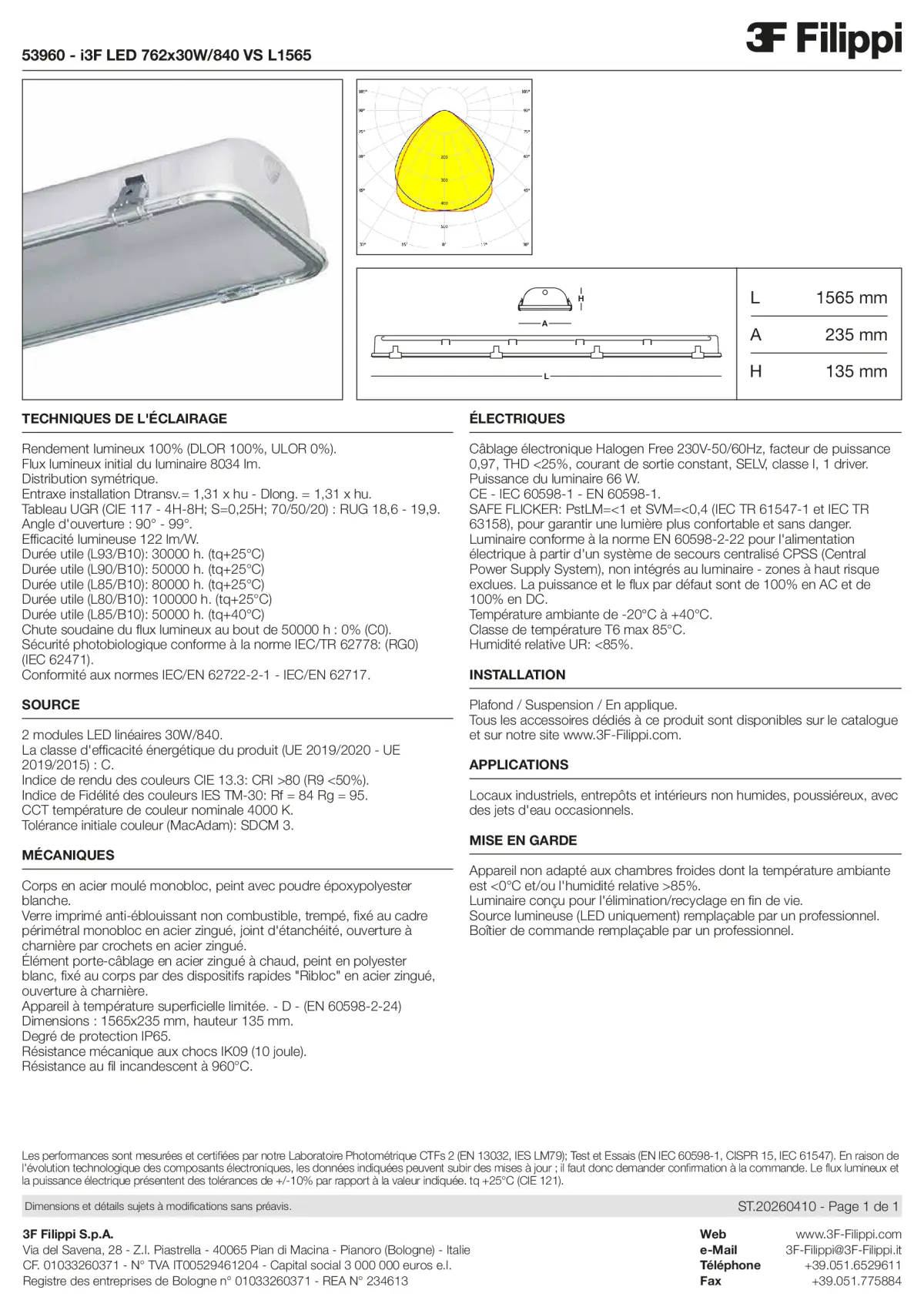53960 - i3F LED 762x30W-840 VS L1565 - Datasheet - fr
