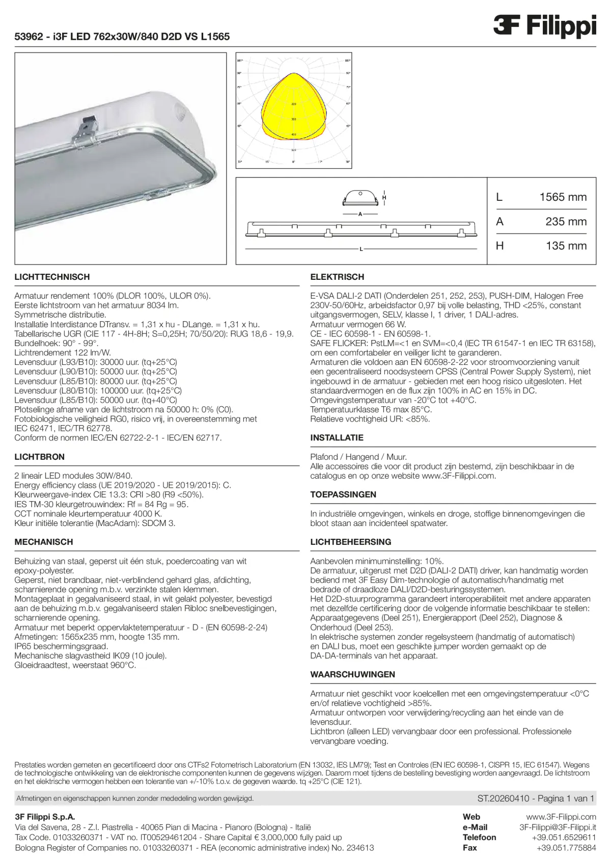 53962 - i3F LED 762x30W-840 D2D VS L1565 - Datasheet - nl