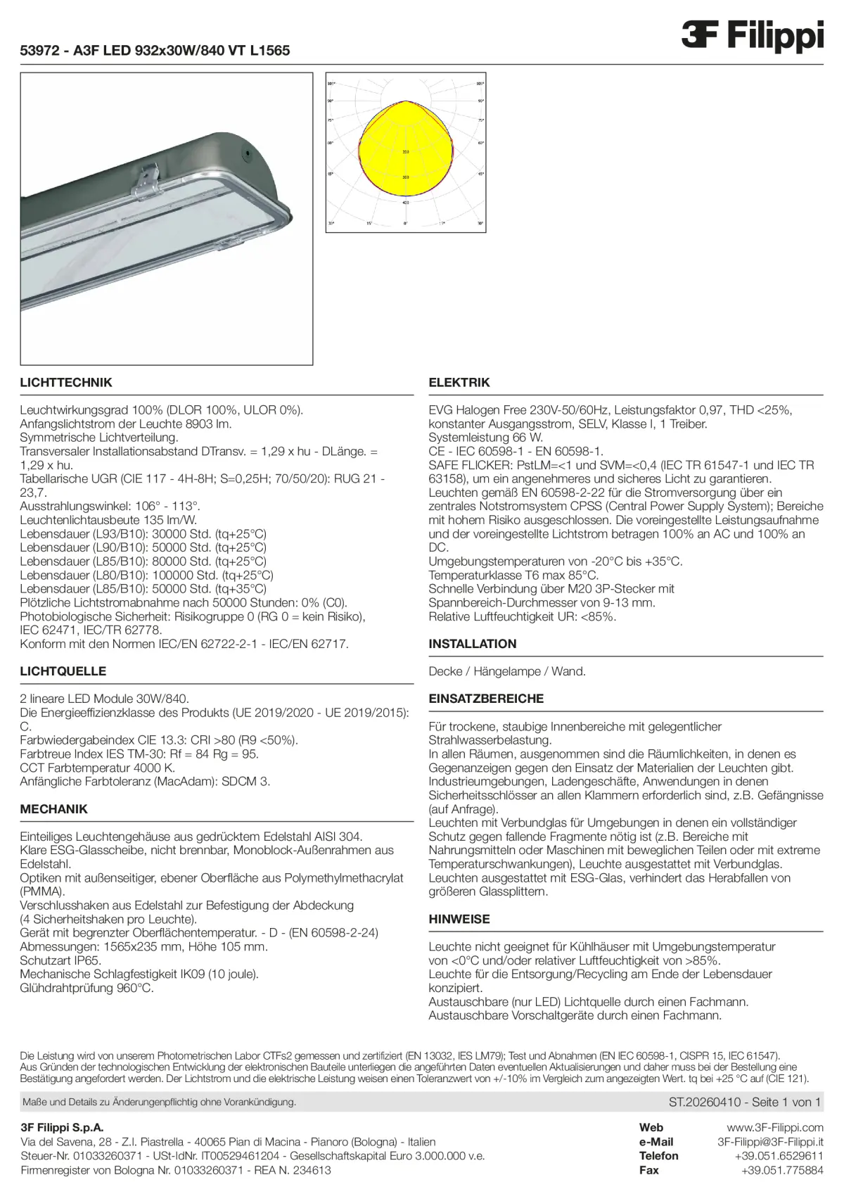 53972 - A3F LED 932x30W-840 VT L1565 - Datasheet - de