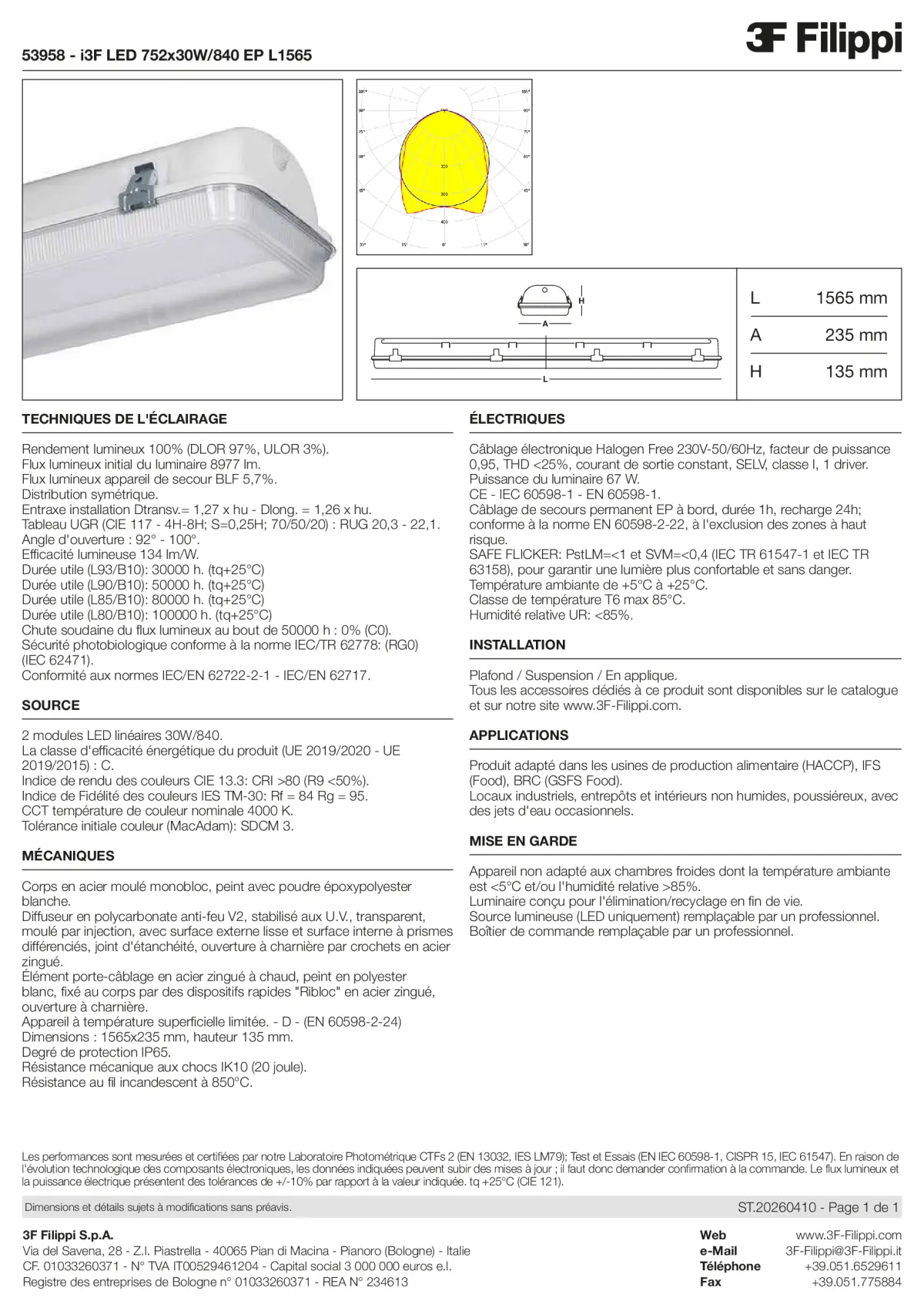 53958 - i3F LED 752x30W-840 EP L1565 - Datasheet - fr