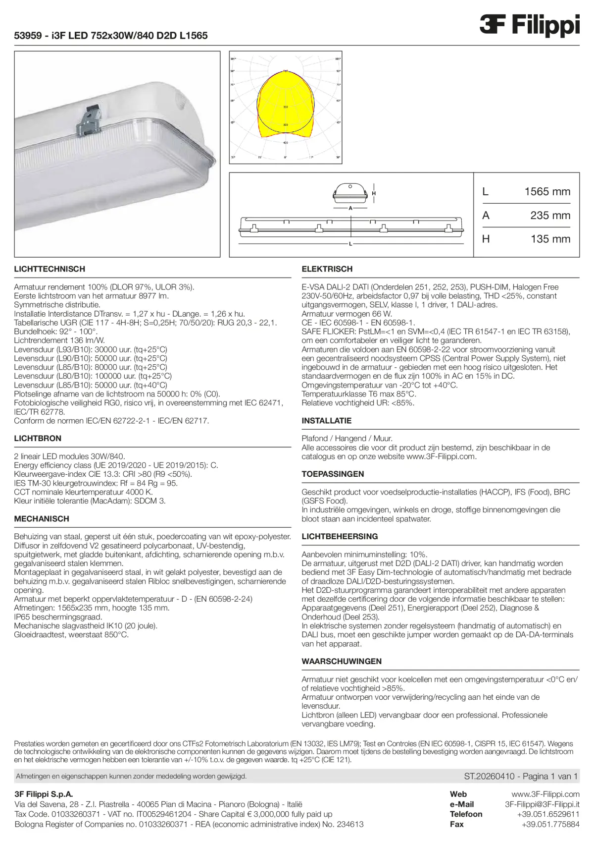 53959 - i3F LED 752x30W-840 D2D L1565 - Datasheet - nl