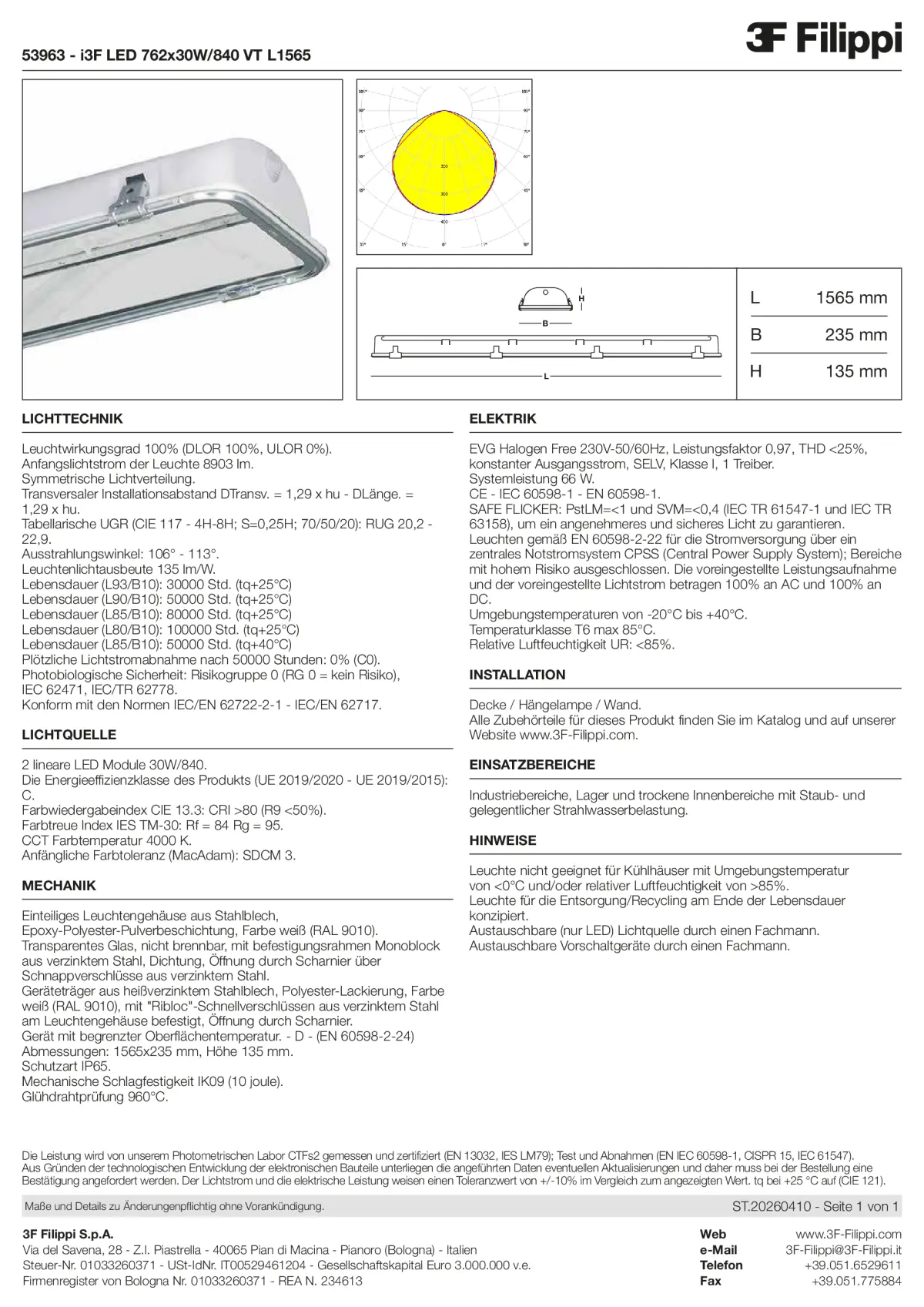 53963 - i3F LED 762x30W-840 VT L1565 - Datasheet - de