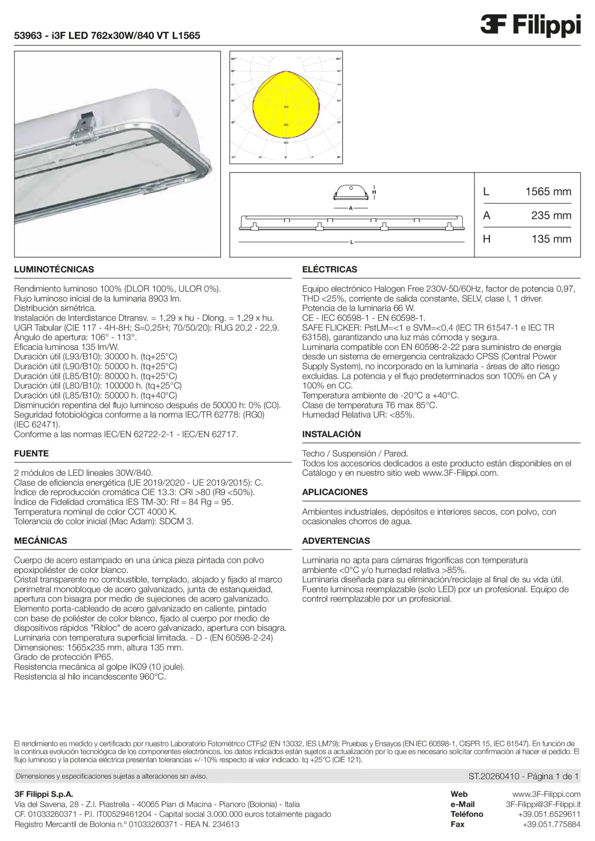 53963 - i3F LED 762x30W-840 VT L1565 - Datasheet - es