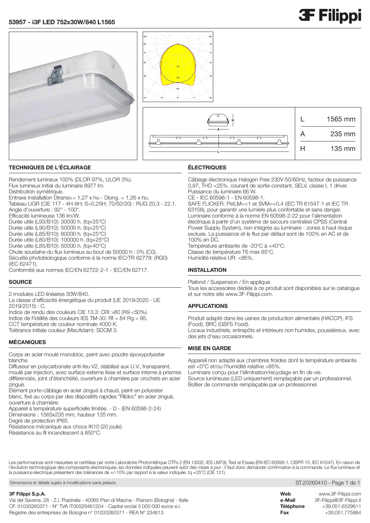 53957 - i3F LED 752x30W-840 L1565 - Datasheet - fr