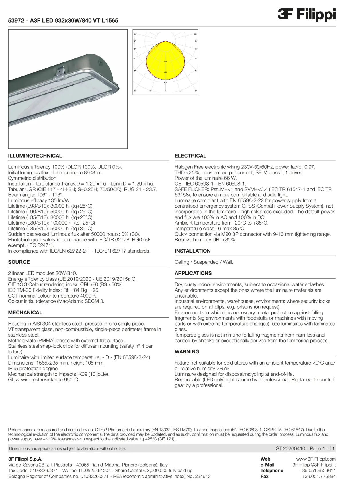 53972 - A3F LED 932x30W-840 VT L1565 - Datasheet - en