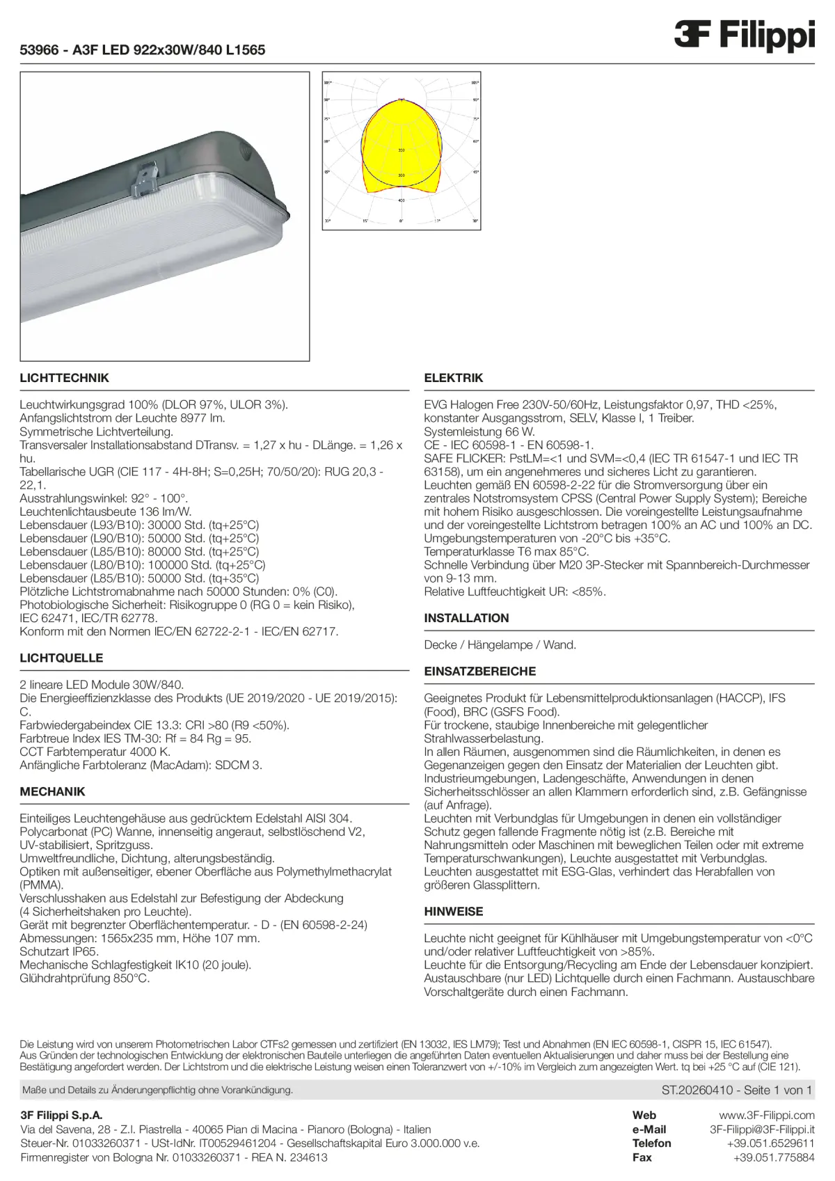 53966 - A3F LED 922x30W-840 L1565 - Datasheet - de