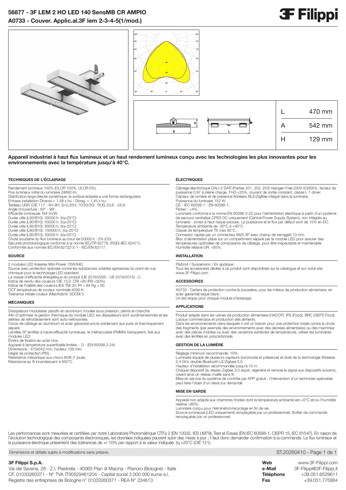 56877+A0733 - 3F LEM 2 HO LED 140 SensMB CR AMPIO + FOOD - Datasheet - fr