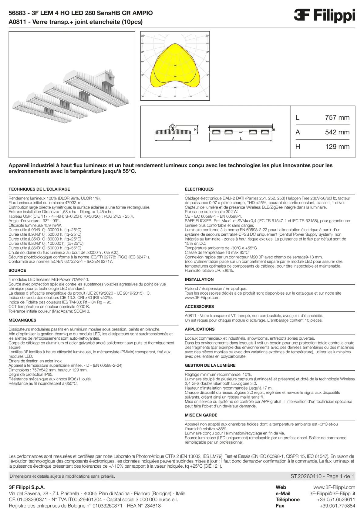 56883+A0811 - 3F LEM 4 HO LED 280 SensHB CR AMPIO + VT - Datasheet - fr