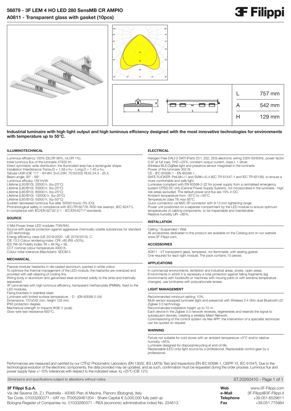 56879+A0811 - 3F LEM 4 HO LED 280 SensMB CR AMPIO + VT - Datasheet - en
