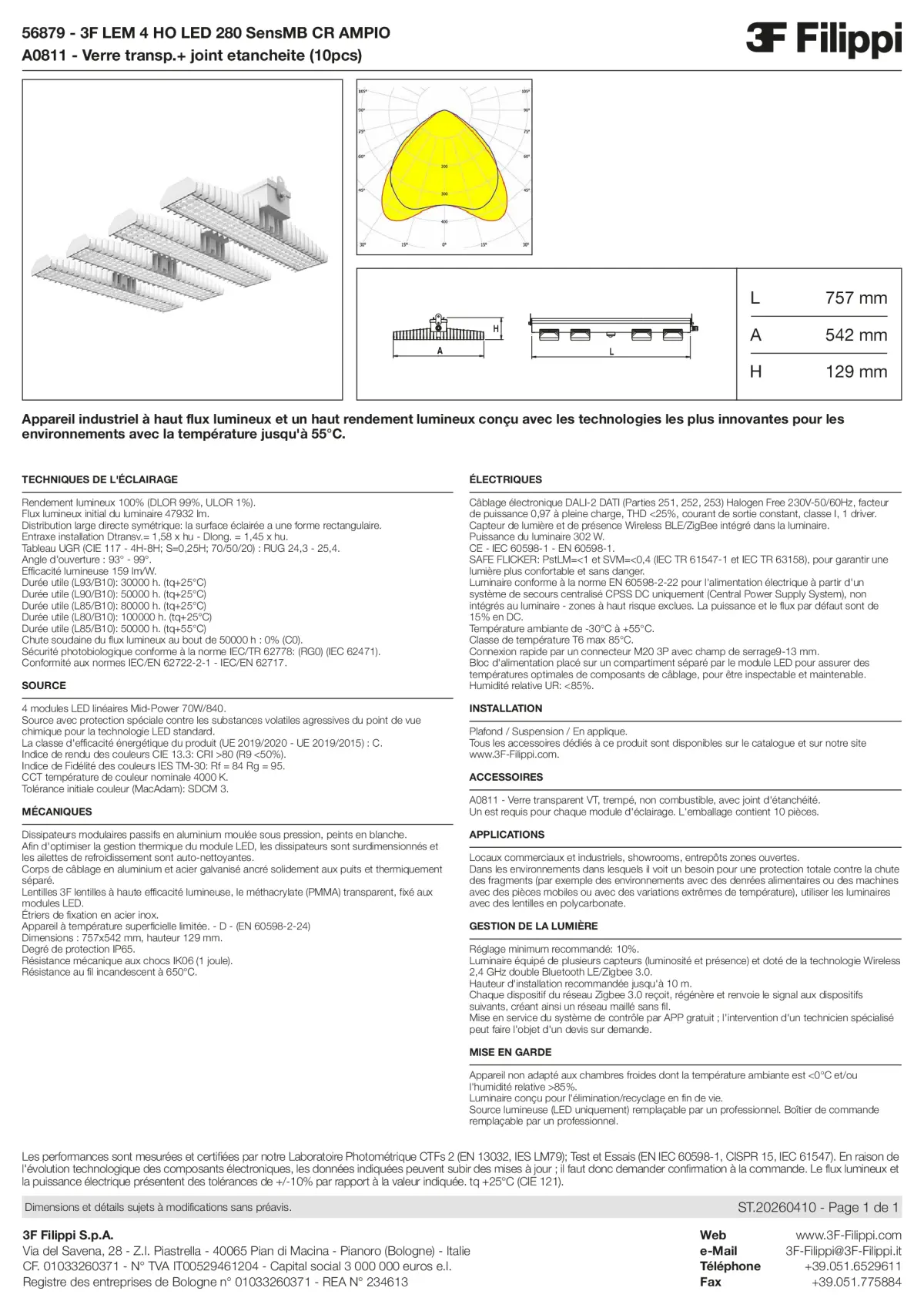 56879+A0811 - 3F LEM 4 HO LED 280 SensMB CR AMPIO + VT - Datasheet - fr