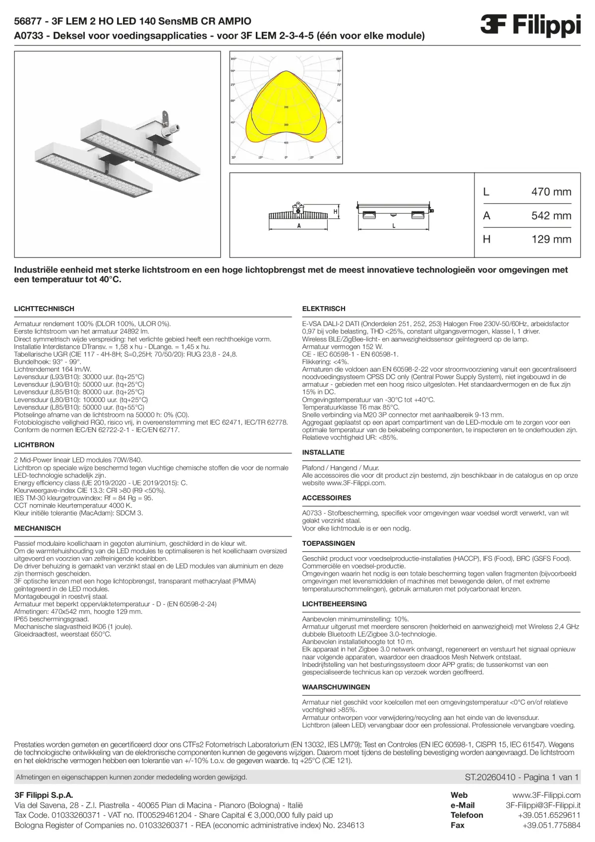 56877+A0733 - 3F LEM 2 HO LED 140 SensMB CR AMPIO + FOOD - Datasheet - nl