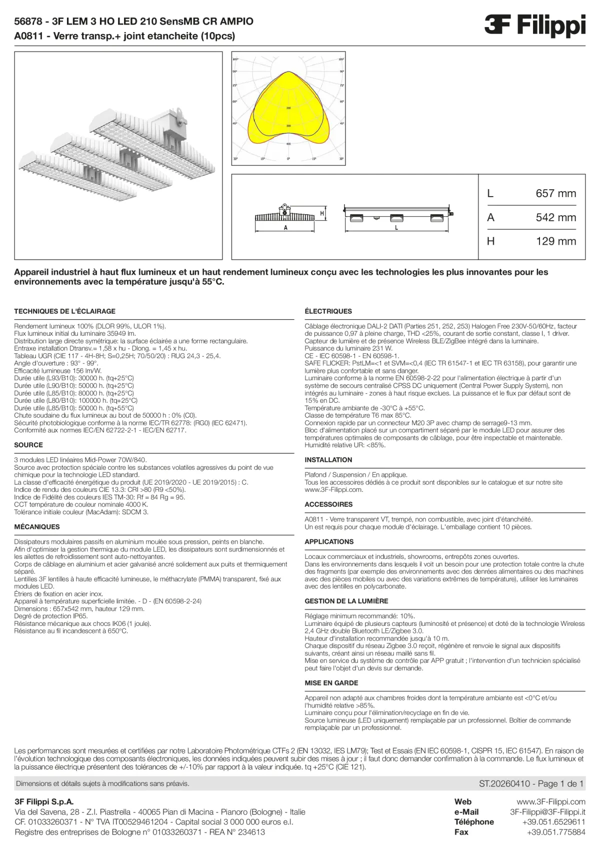 56878+A0811 - 3F LEM 3 HO LED 210 SensMB CR AMPIO + VT - Datasheet - fr