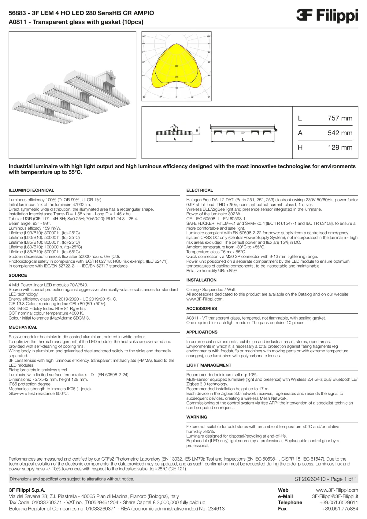 56883+A0811 - 3F LEM 4 HO LED 280 SensHB CR AMPIO + VT - Datasheet - en