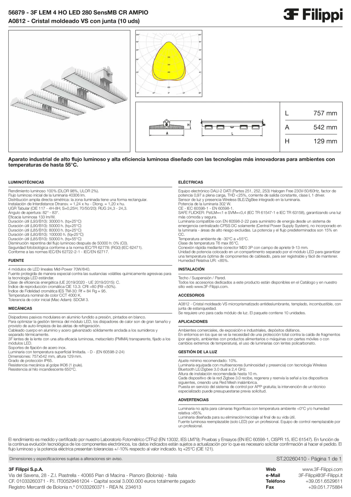 56879+A0812 - 3F LEM 4 HO LED 280 SensMB CR AMPIO + VS - Datasheet - es
