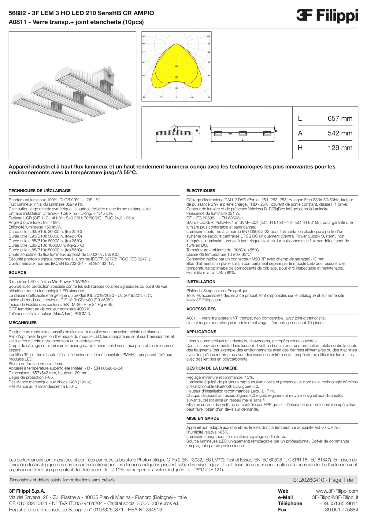 56882+A0811 - 3F LEM 3 HO LED 210 SensHB CR AMPIO + VT - Datasheet - fr