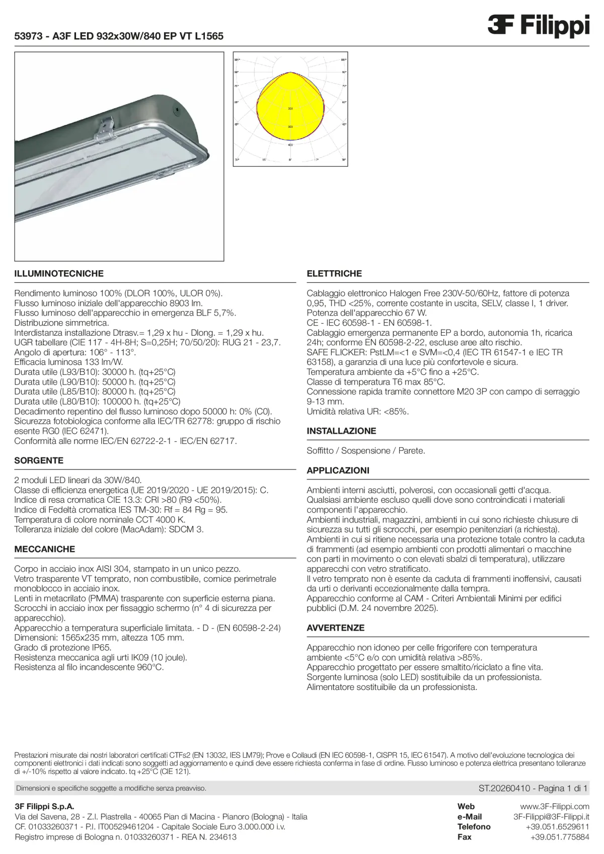 53973 - A3F LED 932x30W-840 EP VT L1565 - Datasheet - it