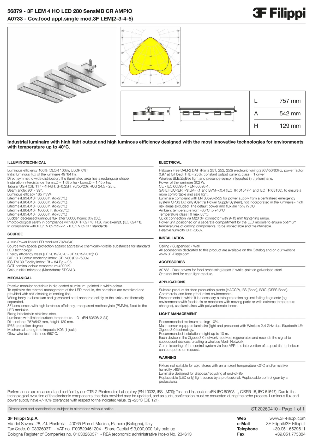 56879+A0733 - 3F LEM 4 HO LED 280 SensMB CR AMPIO + FOOD - Datasheet - en