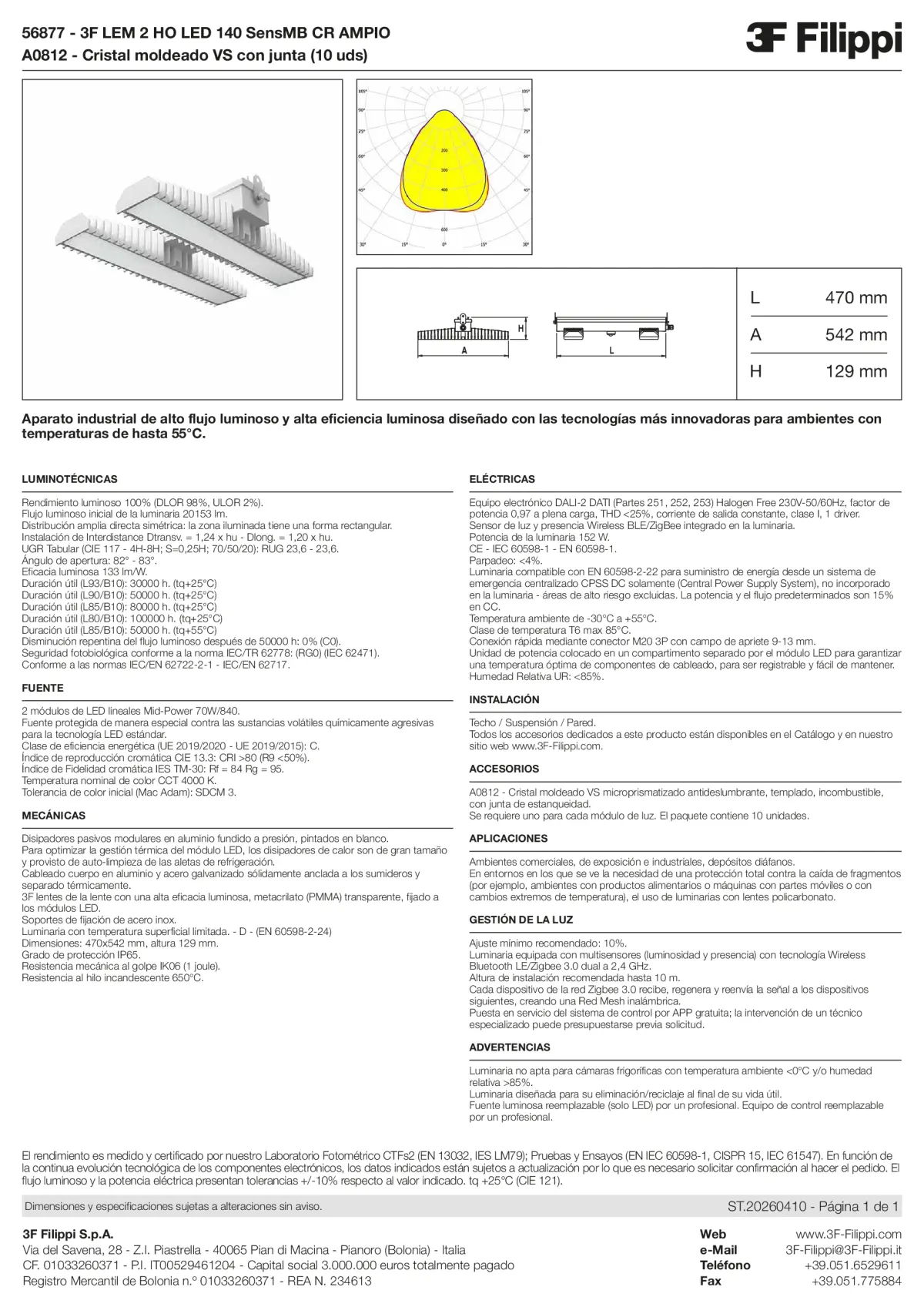 56877+A0812 - 3F LEM 2 HO LED 140 SensMB CR AMPIO + VS - Datasheet - es
