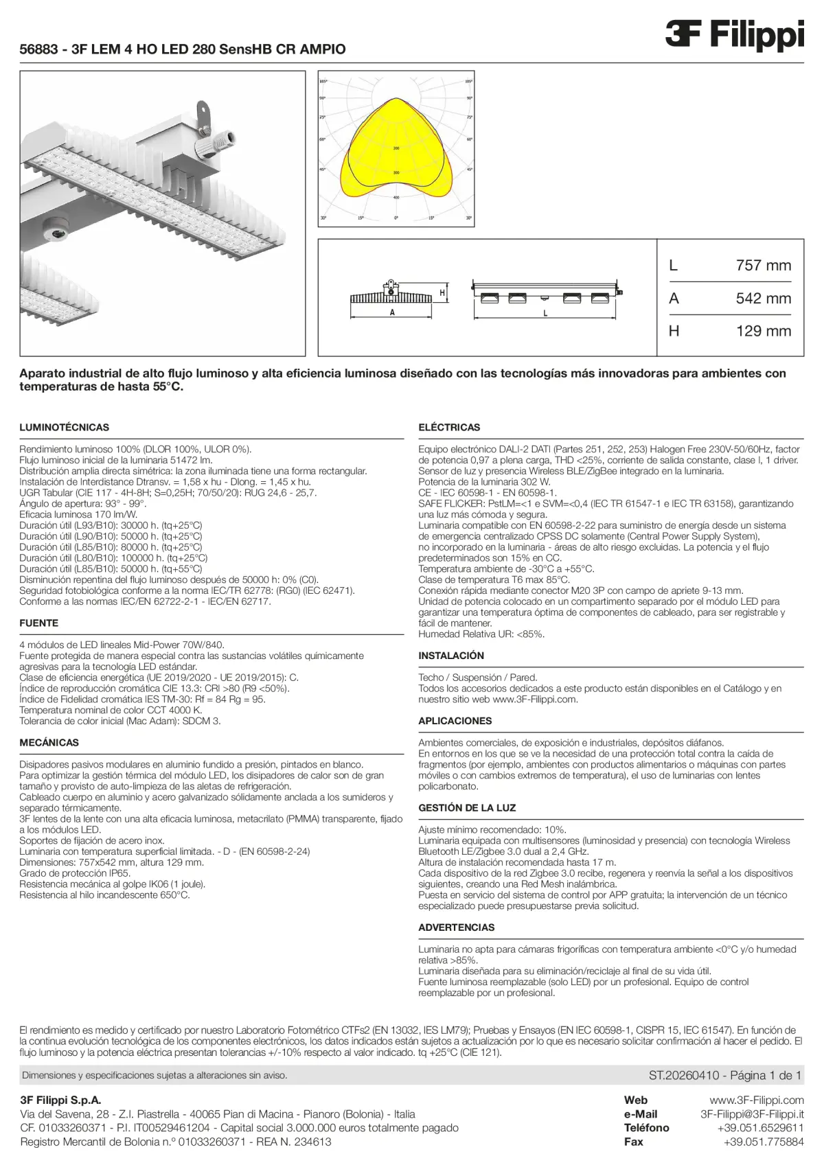 56883 - 3F LEM 4 HO LED 280 SensHB CR AMPIO - Datasheet - es
