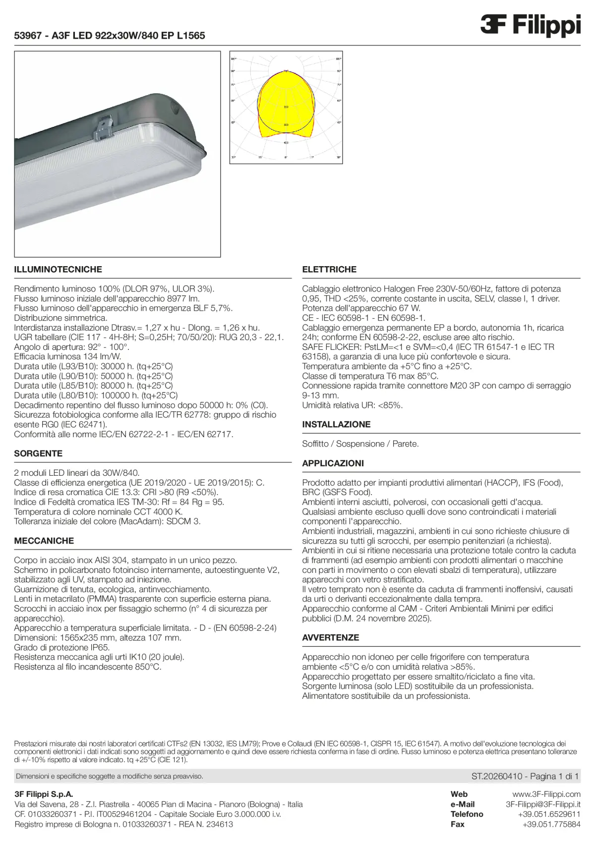 53967 - A3F LED 922x30W-840 EP L1565 - Datasheet - it
