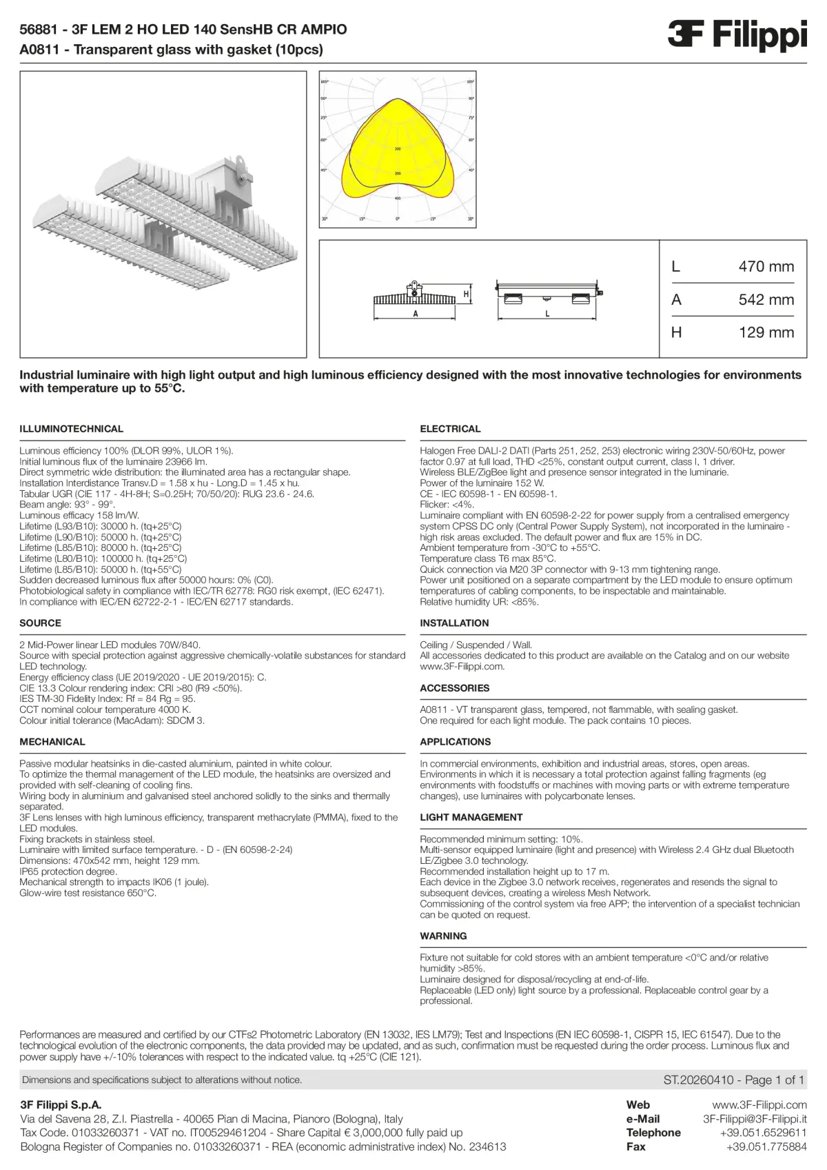 56881+A0811 - 3F LEM 2 HO LED 140 SensHB CR AMPIO + VT - Datasheet - en