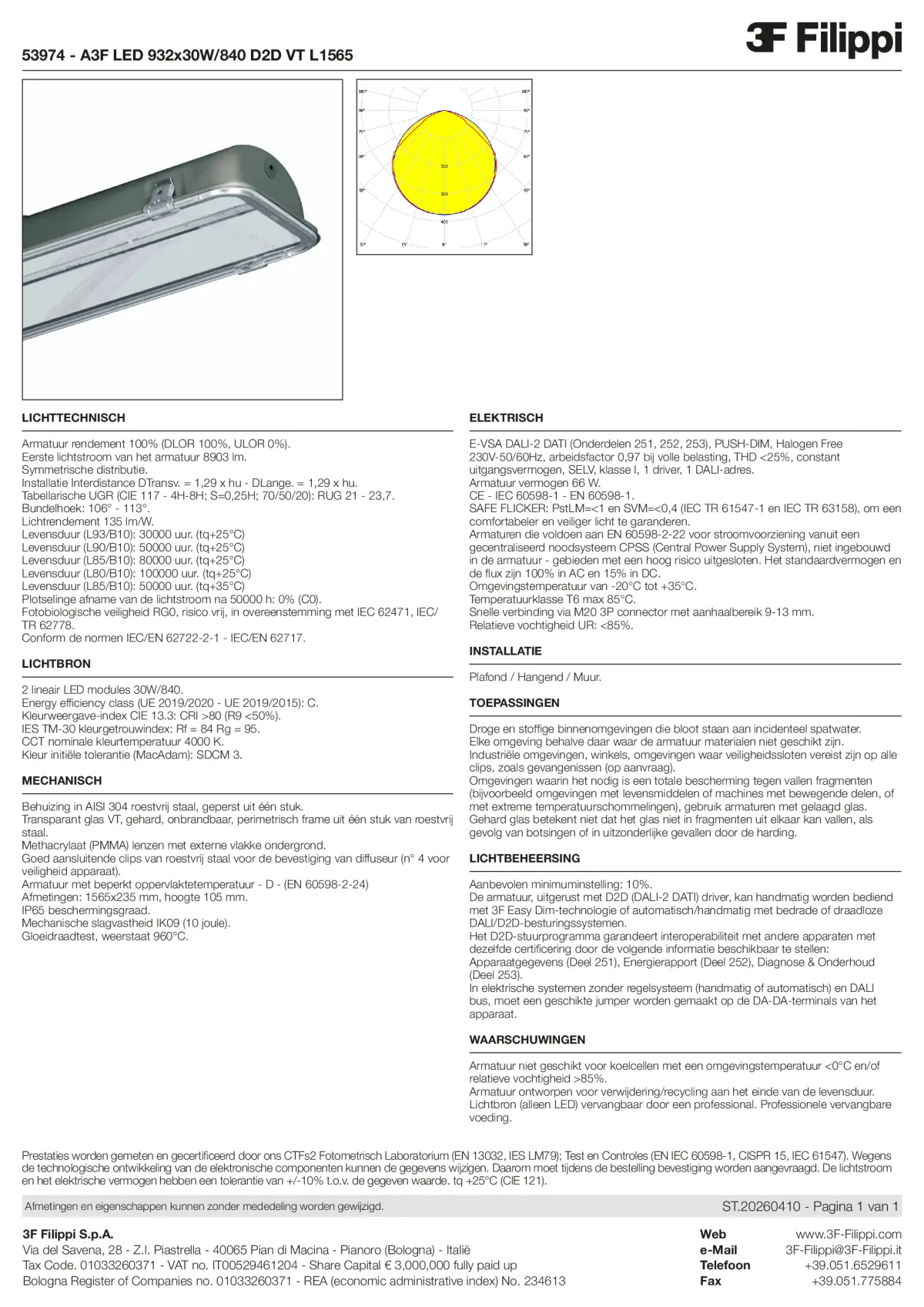 53974 - A3F LED 932x30W-840 D2D VT L1565 - Datasheet - nl