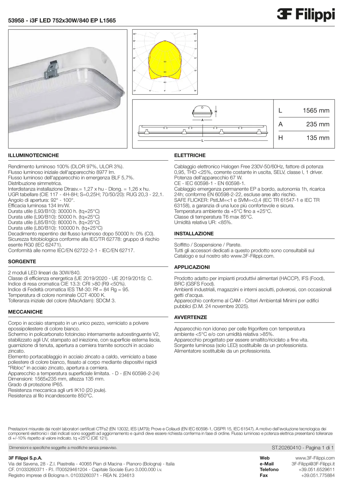 53958 - i3F LED 752x30W-840 EP L1565 - Datasheet - it