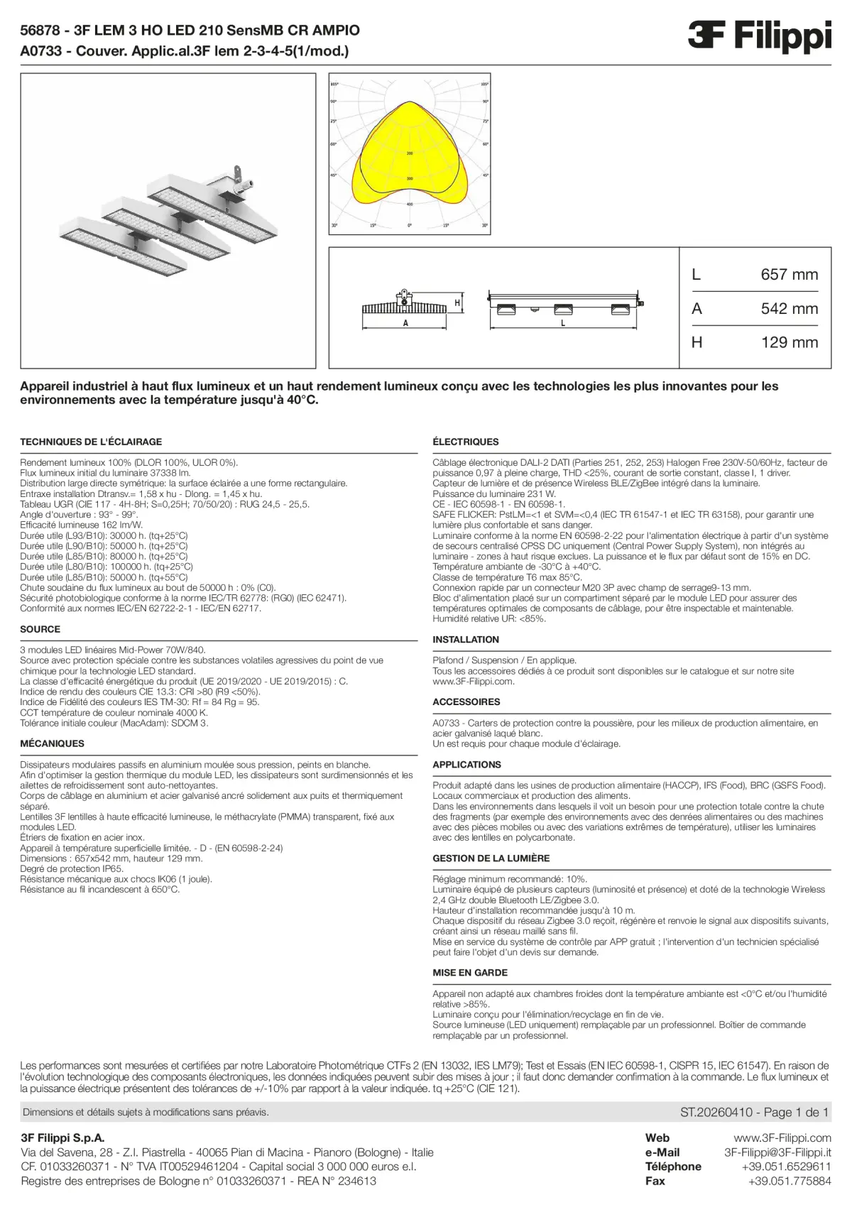 56878+A0733 - 3F LEM 3 HO LED 210 SensMB CR AMPIO + FOOD - Datasheet - fr