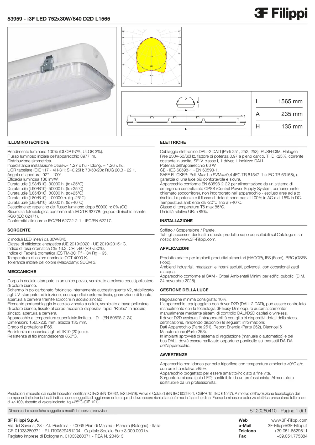 53959 - i3F LED 752x30W-840 D2D L1565 - Datasheet - it
