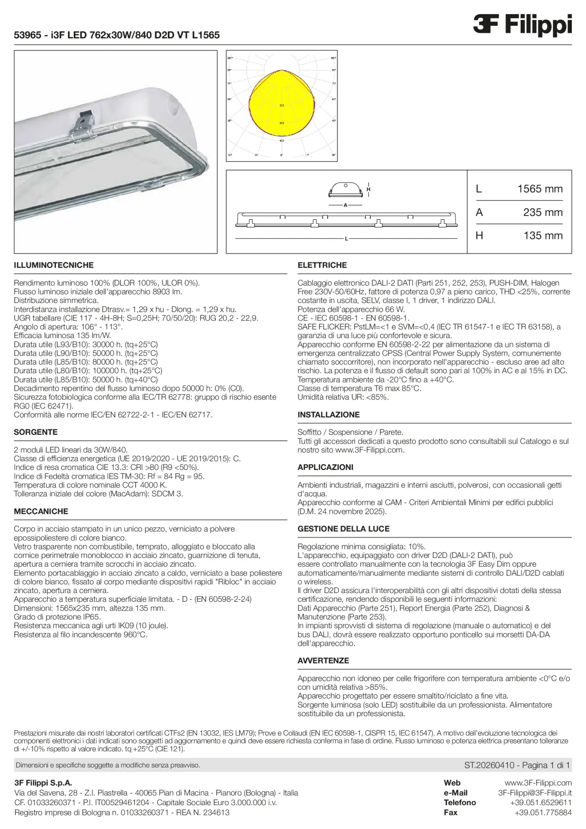 53965 - i3F LED 762x30W-840 D2D VT L1565 - Datasheet - it