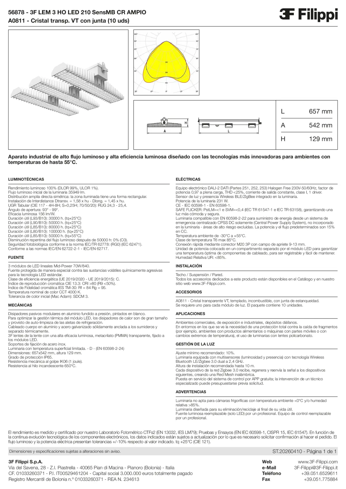 56878+A0811 - 3F LEM 3 HO LED 210 SensMB CR AMPIO + VT - Datasheet - es