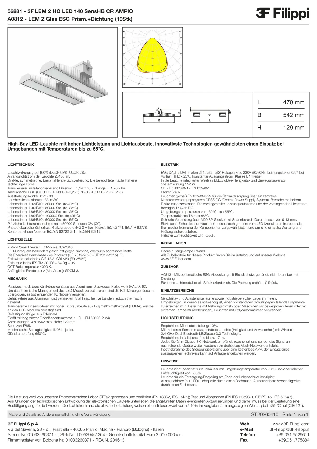 56881+A0812 - 3F LEM 2 HO LED 140 SensHB CR AMPIO + VS - Datasheet - de
