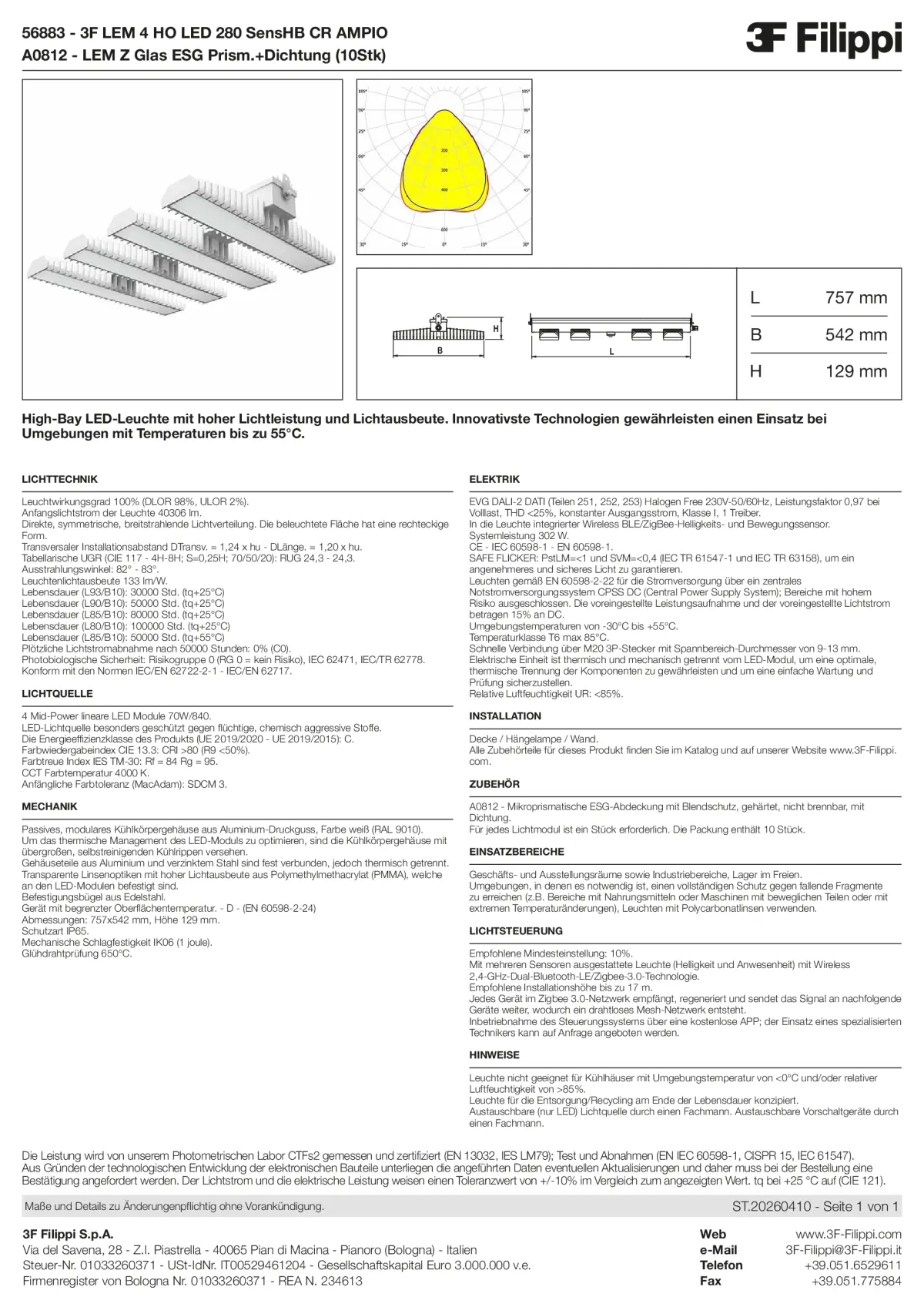 56883+A0812 - 3F LEM 4 HO LED 280 SensHB CR AMPIO + VS - Datasheet - de
