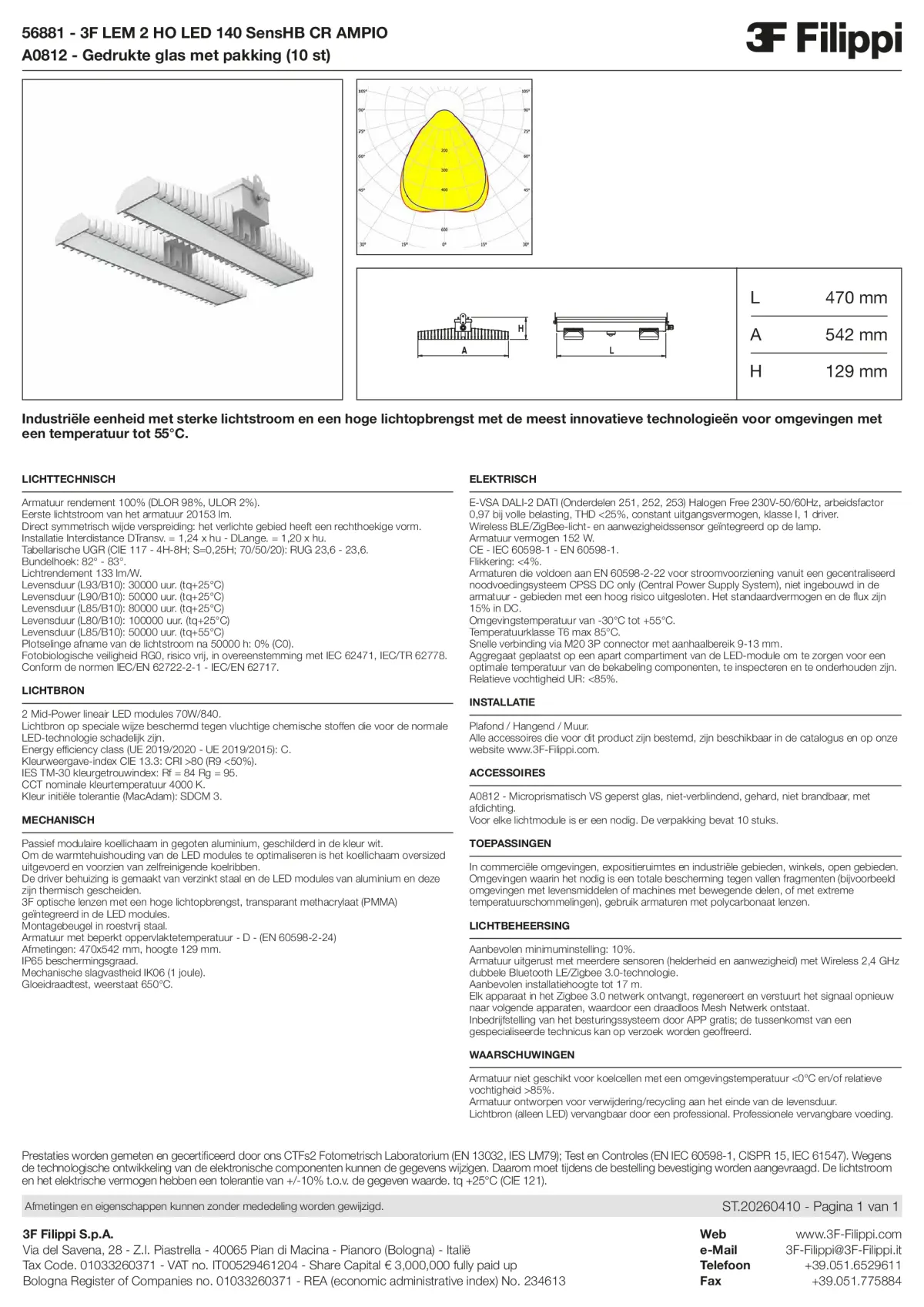 56881+A0812 - 3F LEM 2 HO LED 140 SensHB CR AMPIO + VS - Datasheet - nl