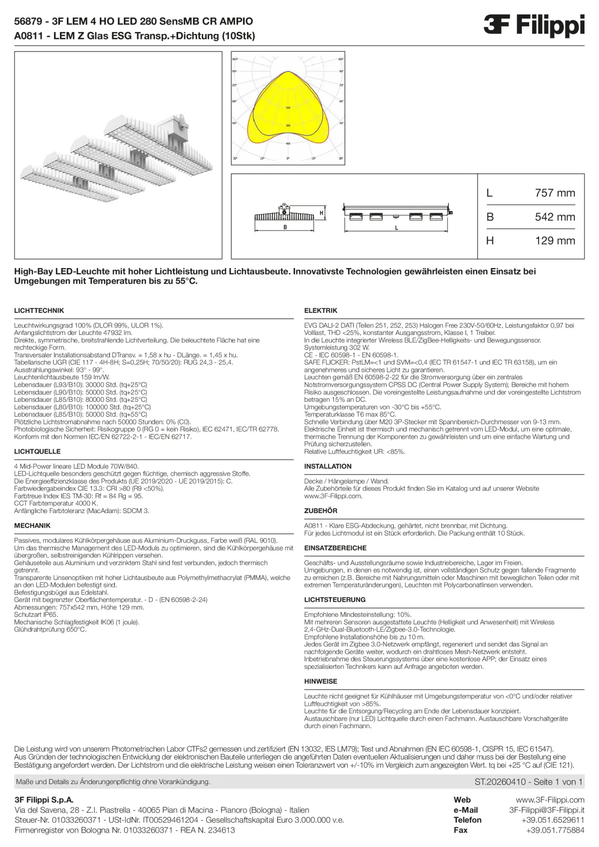 56879+A0811 - 3F LEM 4 HO LED 280 SensMB CR AMPIO + VT - Datasheet - de