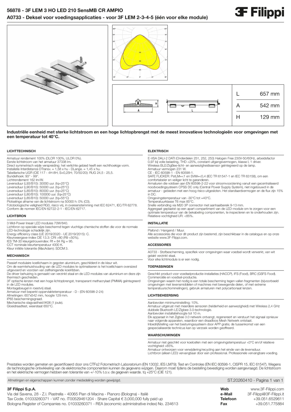 56878+A0733 - 3F LEM 3 HO LED 210 SensMB CR AMPIO + FOOD - Datasheet - nl