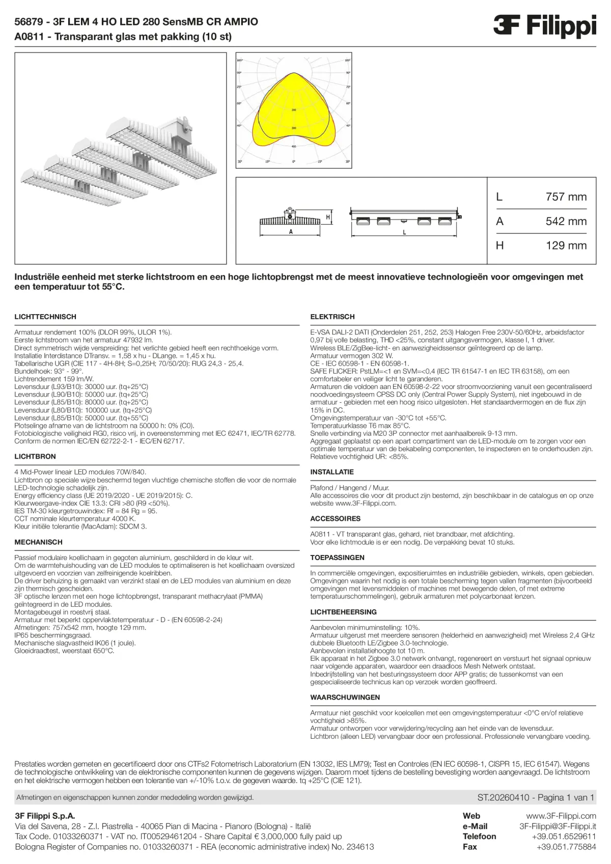 56879+A0811 - 3F LEM 4 HO LED 280 SensMB CR AMPIO + VT - Datasheet - nl