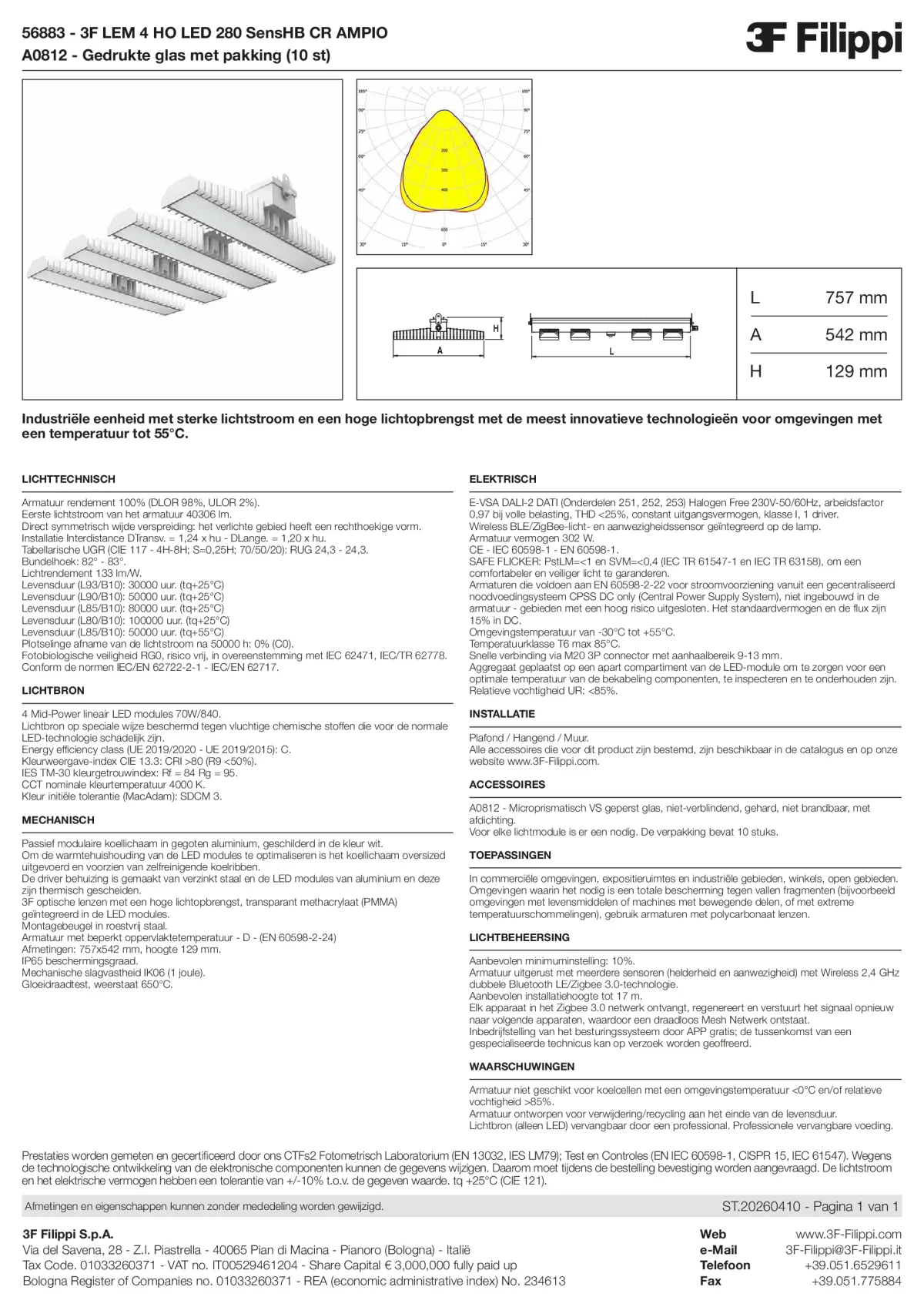 56883+A0812 - 3F LEM 4 HO LED 280 SensHB CR AMPIO + VS - Datasheet - nl