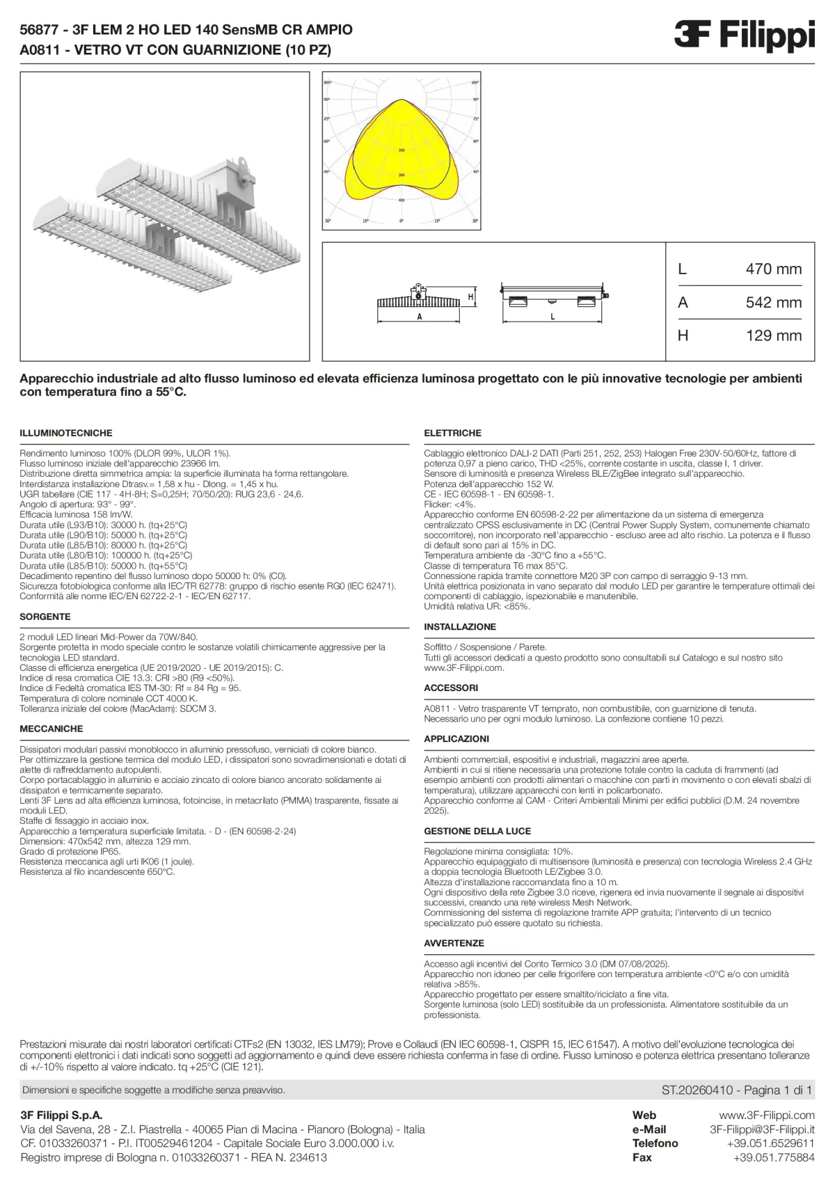 56877+A0811 - 3F LEM 2 HO LED 140 SensMB CR AMPIO + VT - Datasheet - it