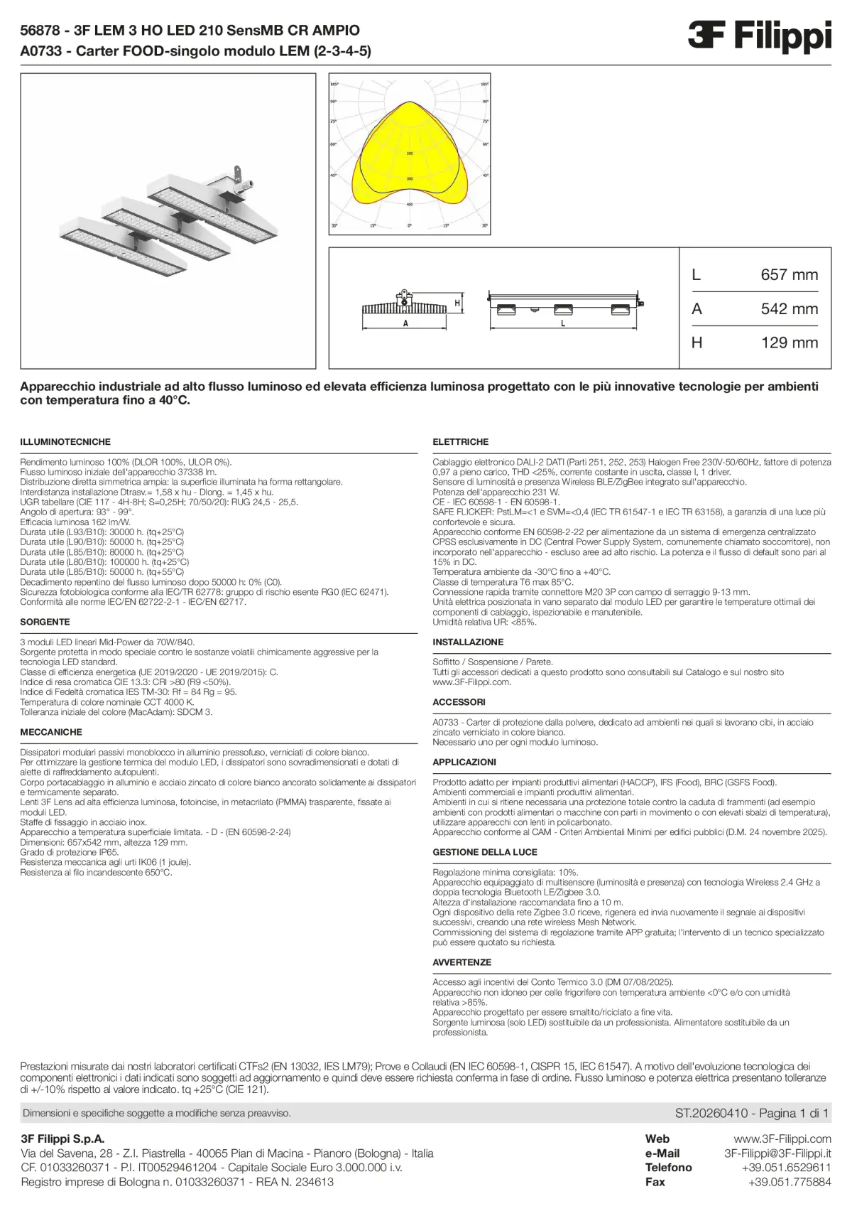 56878+A0733 - 3F LEM 3 HO LED 210 SensMB CR AMPIO + FOOD - Datasheet - it