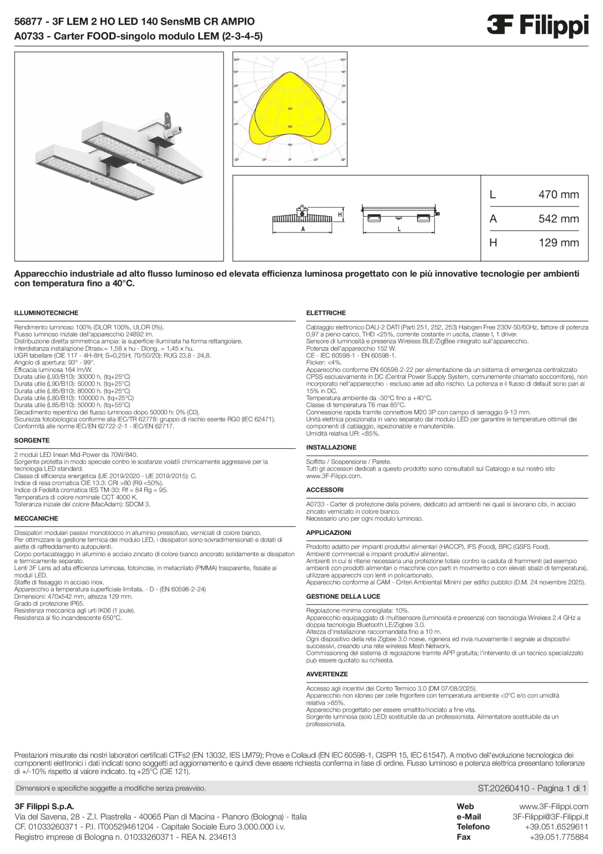 56877+A0733 - 3F LEM 2 HO LED 140 SensMB CR AMPIO + FOOD - Datasheet - it
